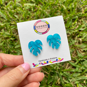 'Monstera' Studs (Turquoise Marble)