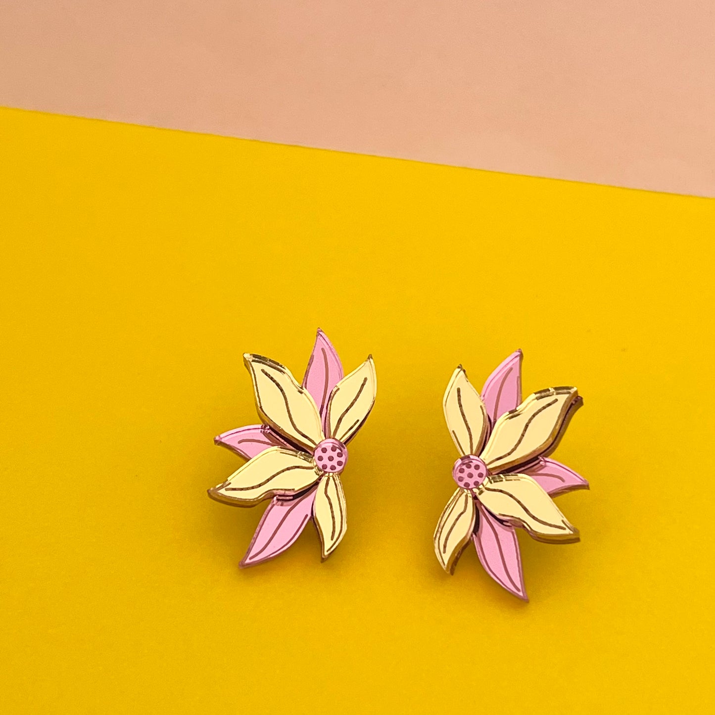 'Blanca' Studs (Gold/Pink Mirror)