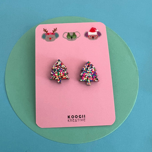 'Christmas Tree’ Studs (Party Party Glitter)