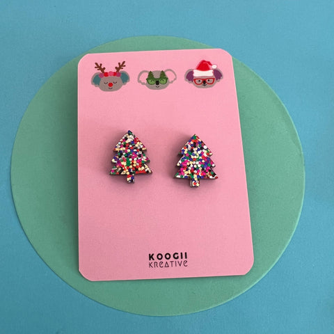 'Christmas Tree’ Studs (Party Party Glitter)