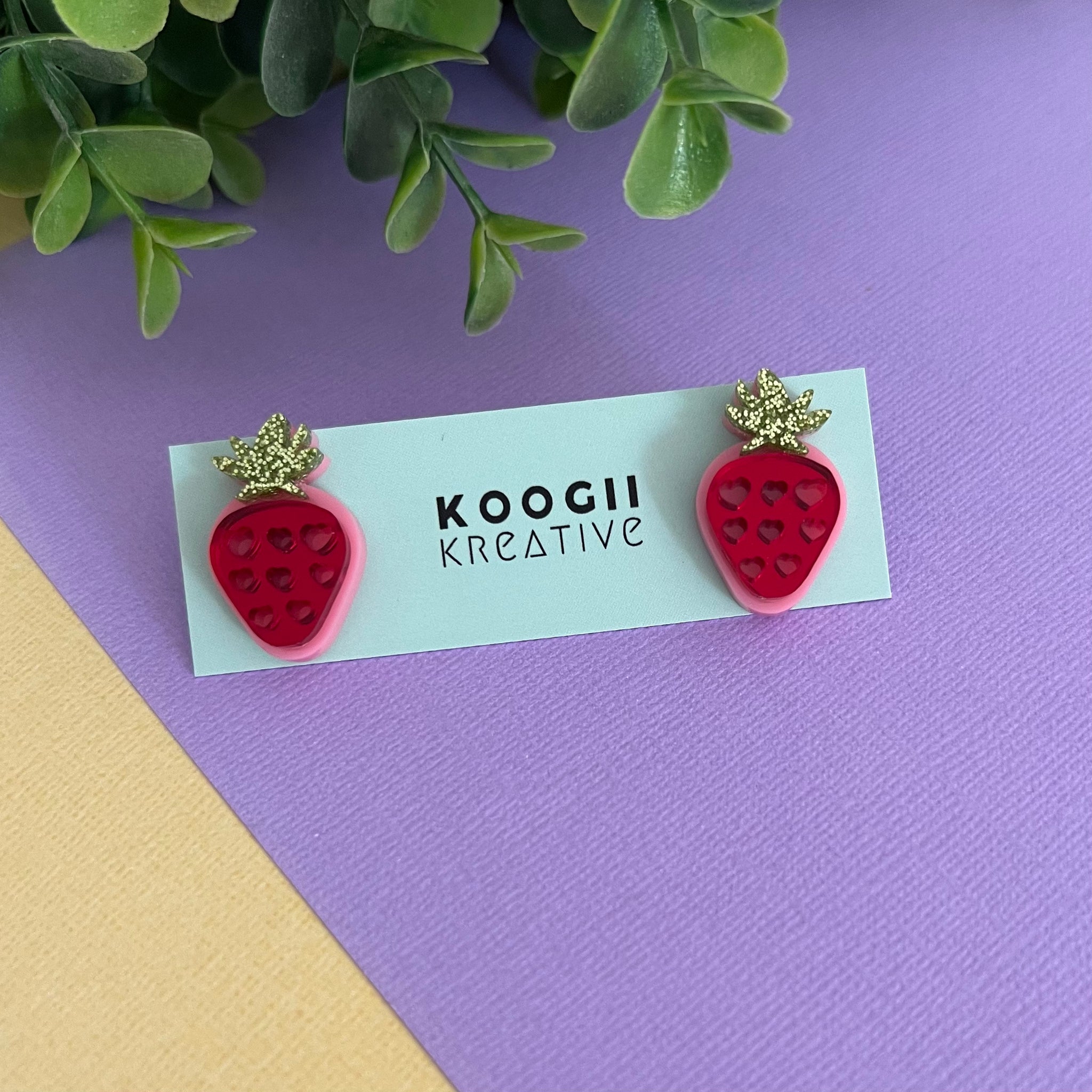 'Tropical Love Strawberry' Studs