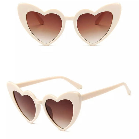 'Cream Love Heart' Sunglasses