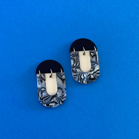 'Kiki' Dangle - Zebra/ Cream/ Matte Black