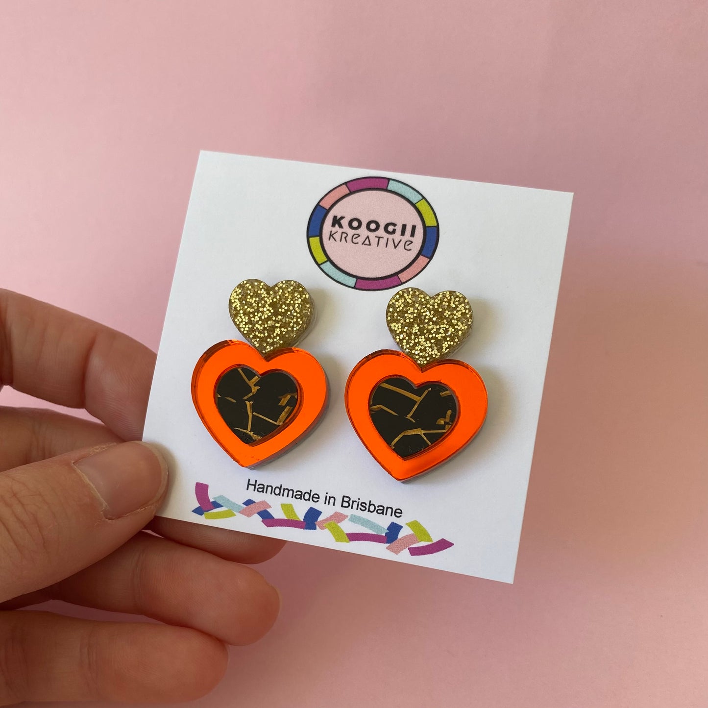 'Two Hearts' Studs (Choose Colour)